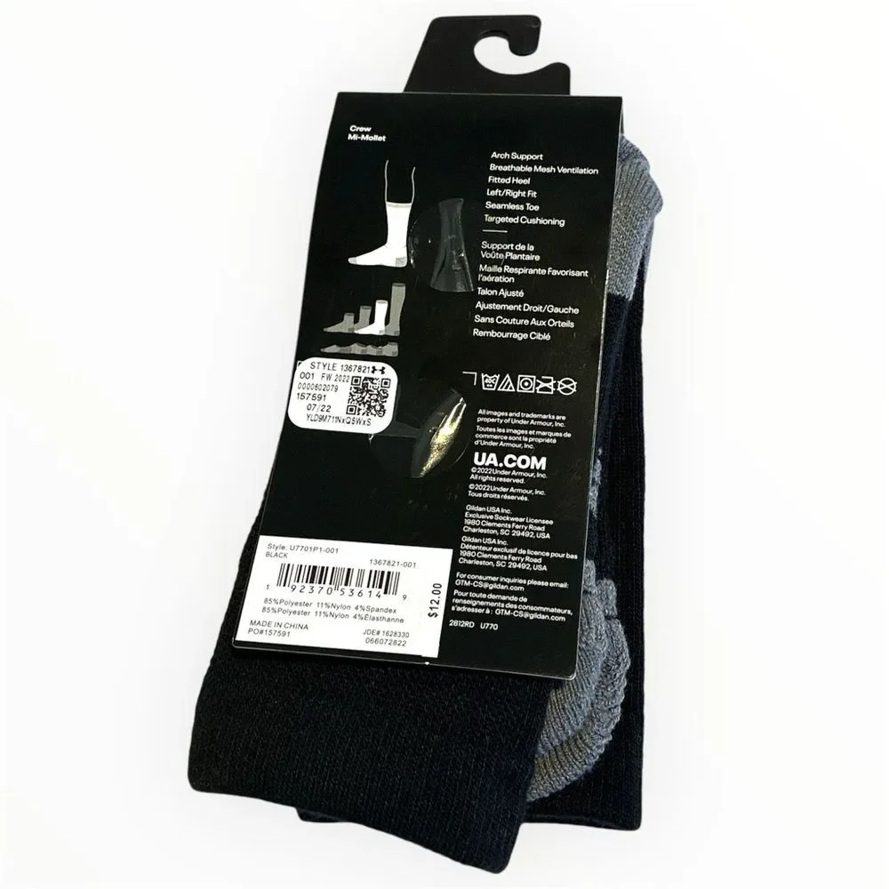 Under Armour kids Black and Gray Socks size 13.5K-4.5